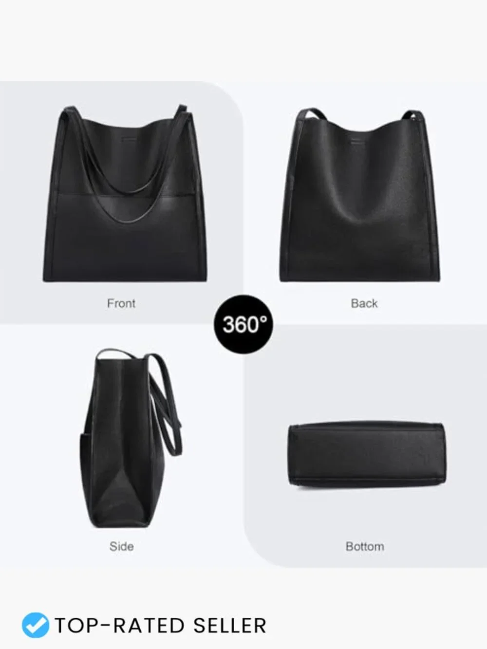 Large Tote Bag Hobo Purse Faux Leather Shoulder Handbag Work Travel Commuter